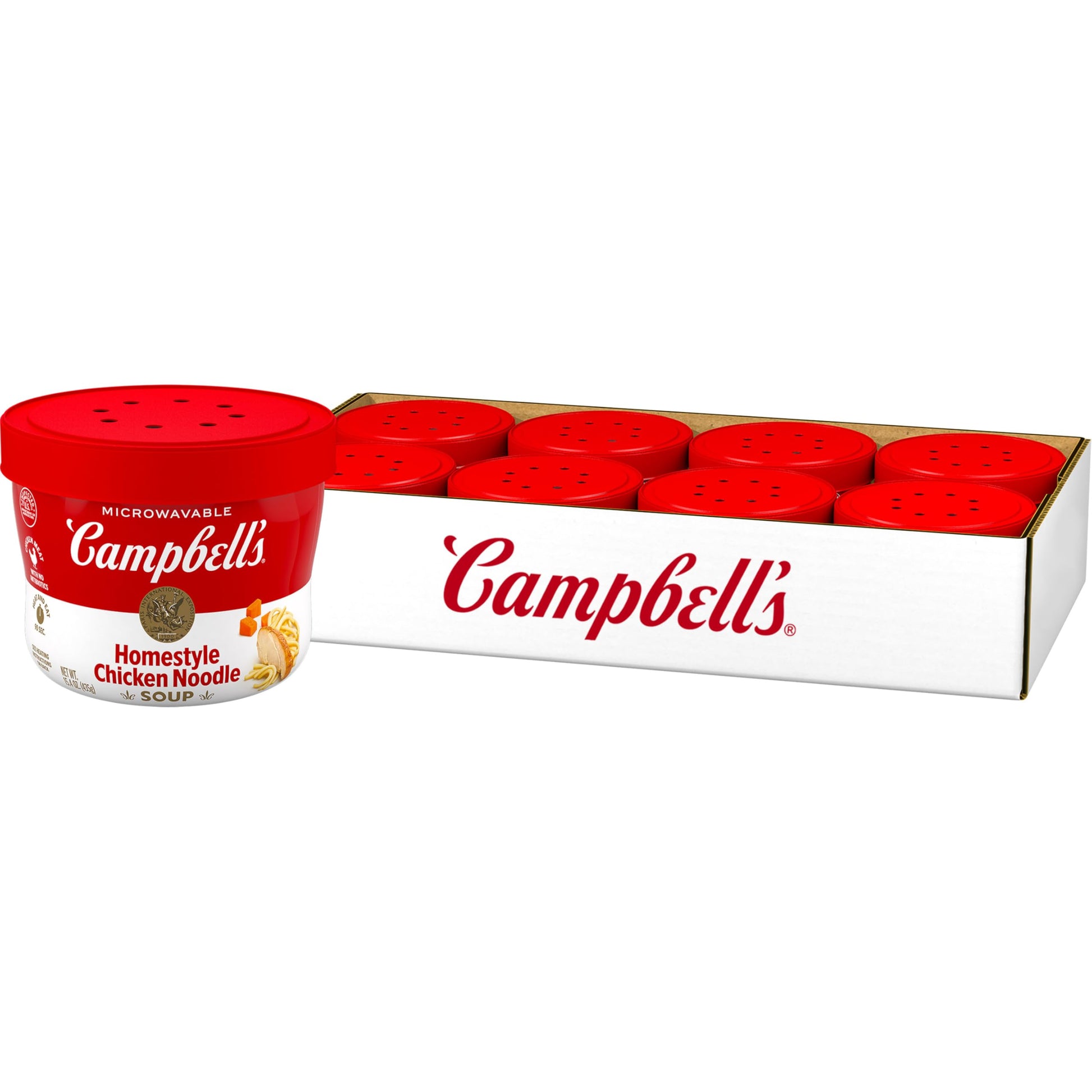 Campbell s Homestyle Chicken Noodle Soup, 15.4 Oz Microwavable Bowl (Case of 8)