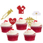 Boao Nurse Cupcake Toppers, 50 Piece Assortment, Gold Glitter, Cap Heart Design, Graduation Party Supplies