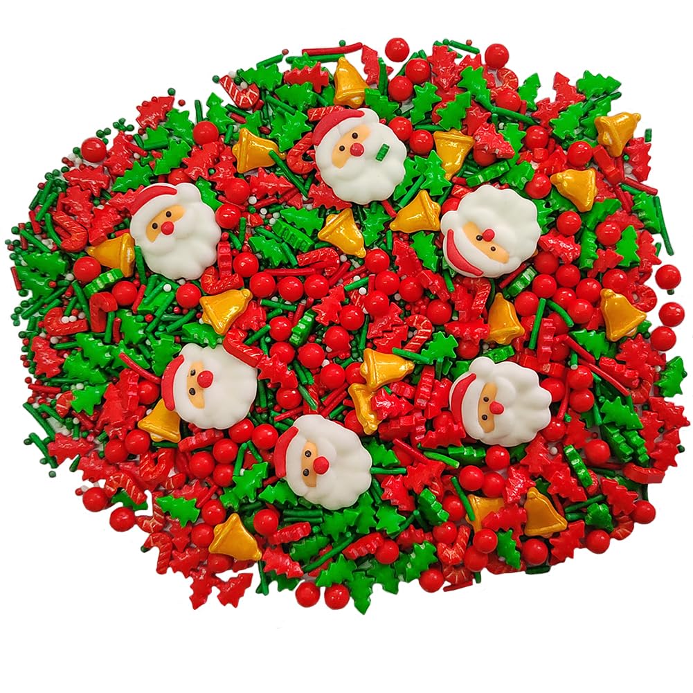 1 Bottle Christmas Sprinkles for Cookie Decorating Cake Toppers Christmas Tree Bells Candy Cupcake Topper Dessert Sprinkle Decor