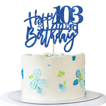 Roadsea Happy 103Rd Birthday Cake Topper - Old Woman Man 103 Years Old Birthday Cake Supplies - 103Rd Birthday Party Decorations