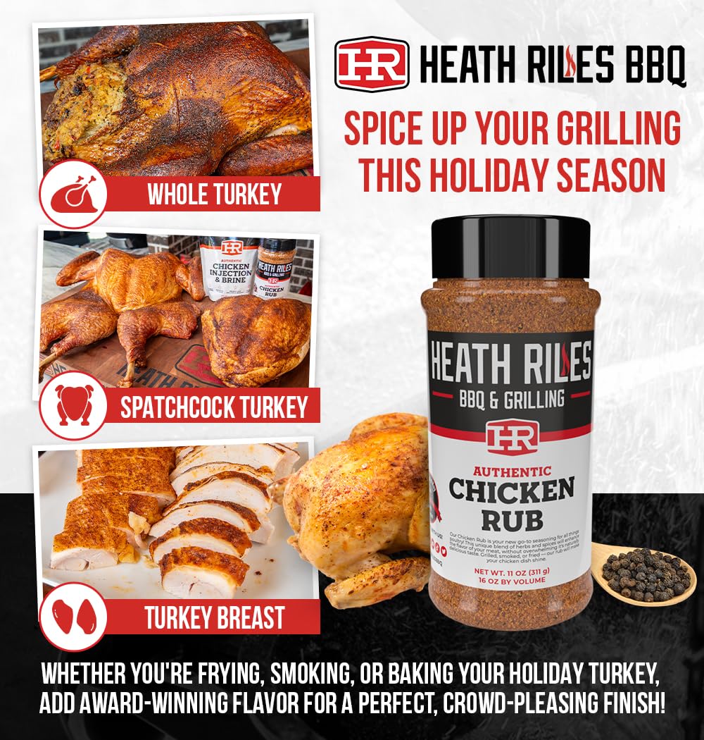 Heath Riles BBQ Chicken Rub Seasoning, 2 lb Shaker Spice Mix, Champion Pitmaster Recipe