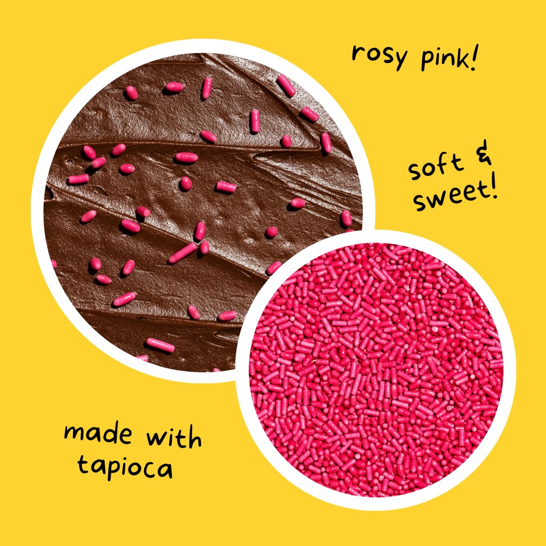 Supernatural Rosy Pink Softies Sprinkles, Dye-Free, Made In Usa, Soy Free, Gluten Free, Vegan, 16Oz
