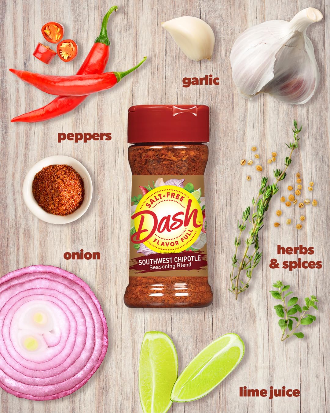 Dash Salt-Free Seasoning Blend, Southwest Chipotle, 2.5 Ounce (Pack of 8), Model 80200222