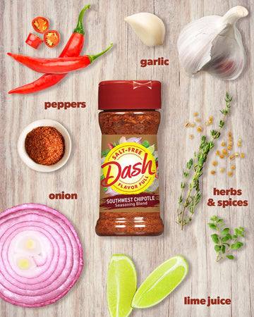 Dash Salt-Free Seasoning Blend, Southwest Chipotle, 2.5 Ounce (Pack of 8), Model 80200222