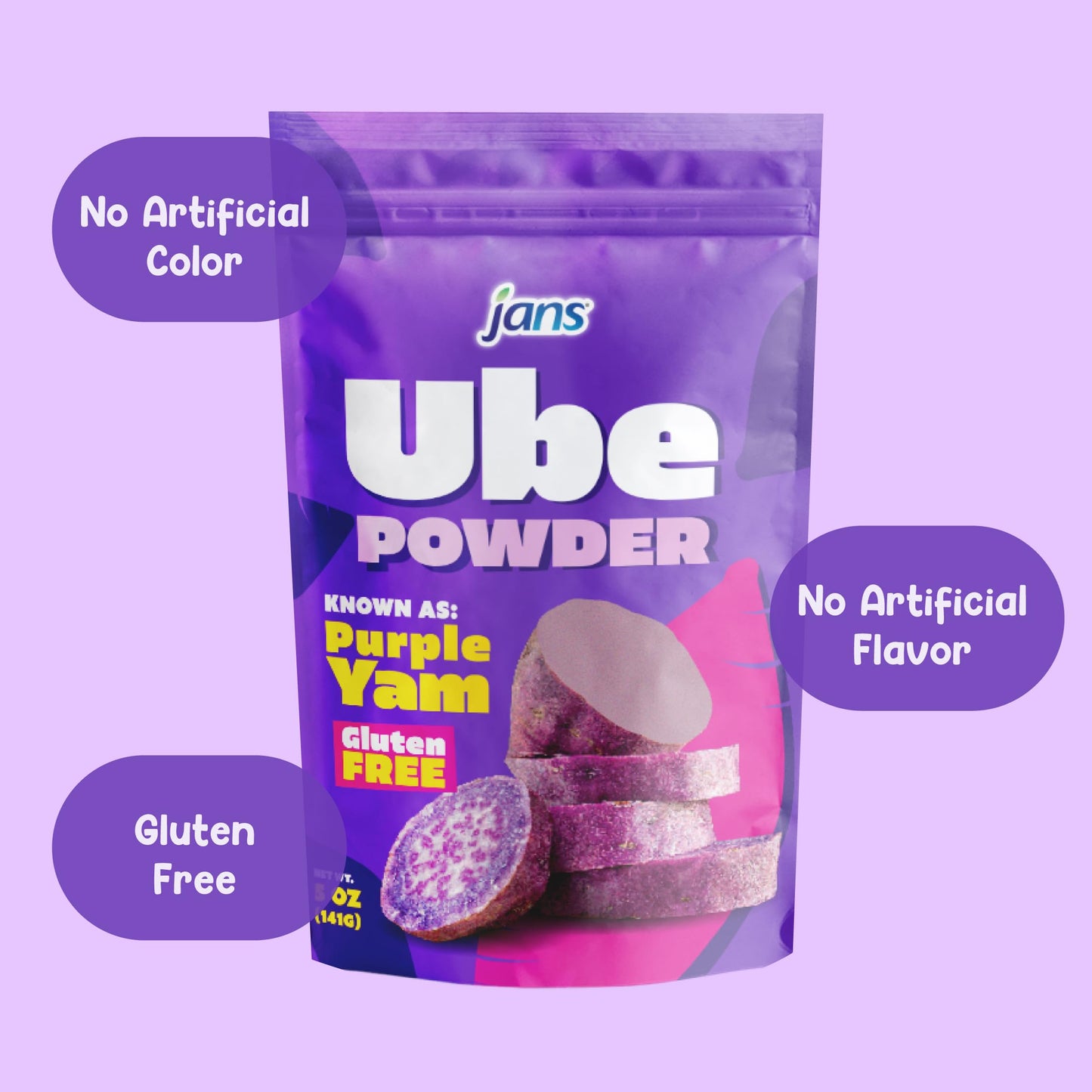 Jans - Natural Ube (Purple Yam) Powder - 5 Oz