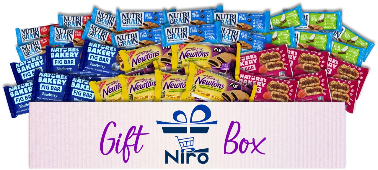 Niro Assortment | Healthy Snack Bars And Fruit Bars Varity Pack | Natures Bakery Fig Bars, Nutrigrain Bars, Filled Breakfast Bar