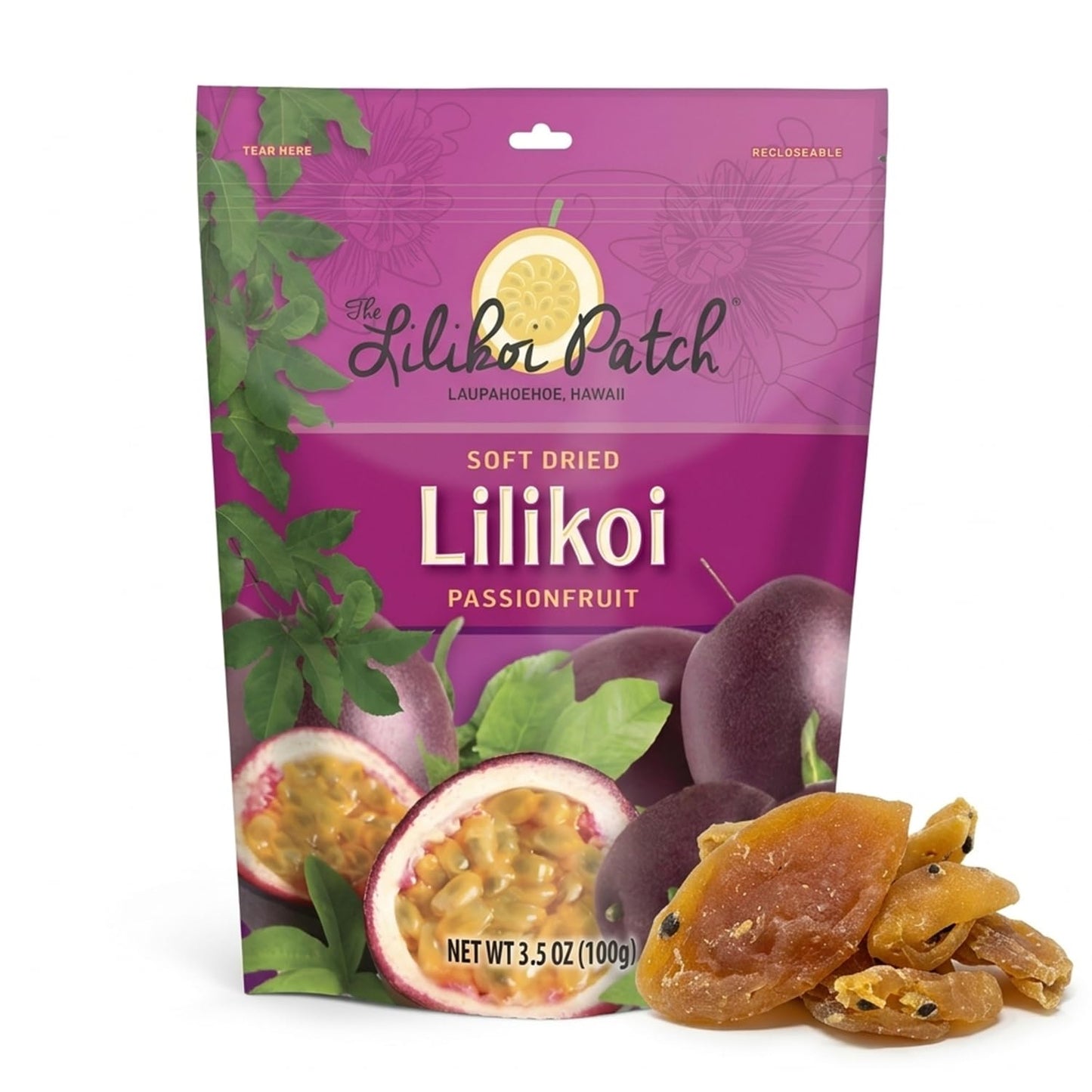 Nakihalani Farm Soft-Dried Passion Fruit 74 Calories Per Serving 3.5 oz/100g - Chewy Natural Soft Dried PassionFruit Snack for A