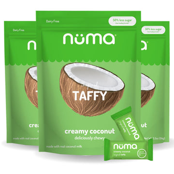 Numa Foods Creamy Coconut Taffy Candy - Dairy Free, Low Sugar Candy - Low Calorie & All Natural Chewy Snack With Real Mct-Rich C