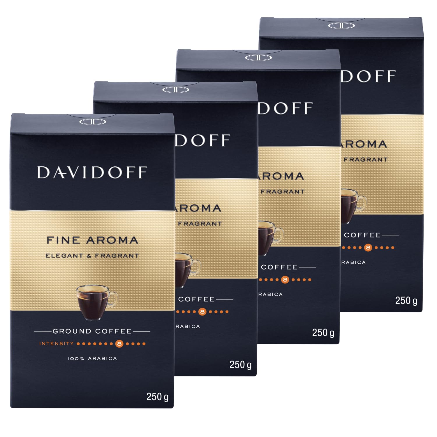 Davidoff Fine Aroma Ground Coffee - Pack Of 4-7/12 Intensity - 250 G X 4