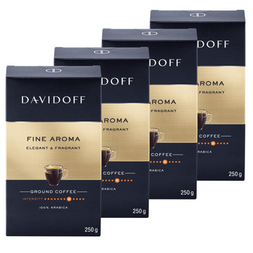Davidoff Fine Aroma Ground Coffee - Pack Of 4-7/12 Intensity - 250 G X 4