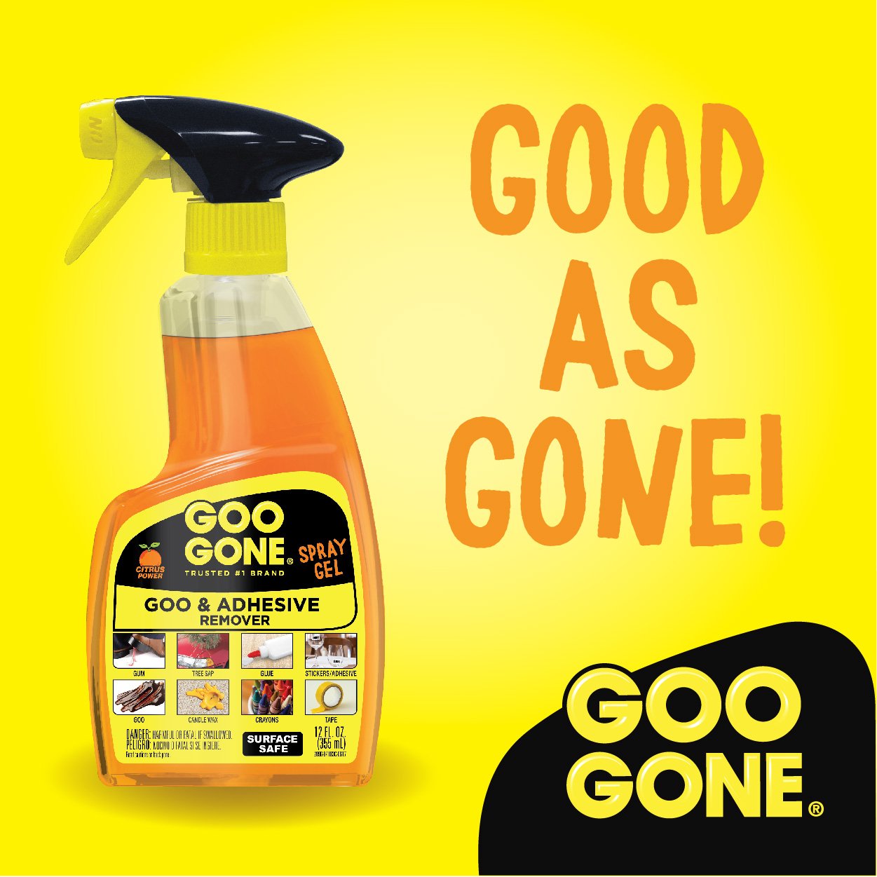 Goo Gone Adhesive Remover Spray Gel, 12 Fl Oz - 6 Pack