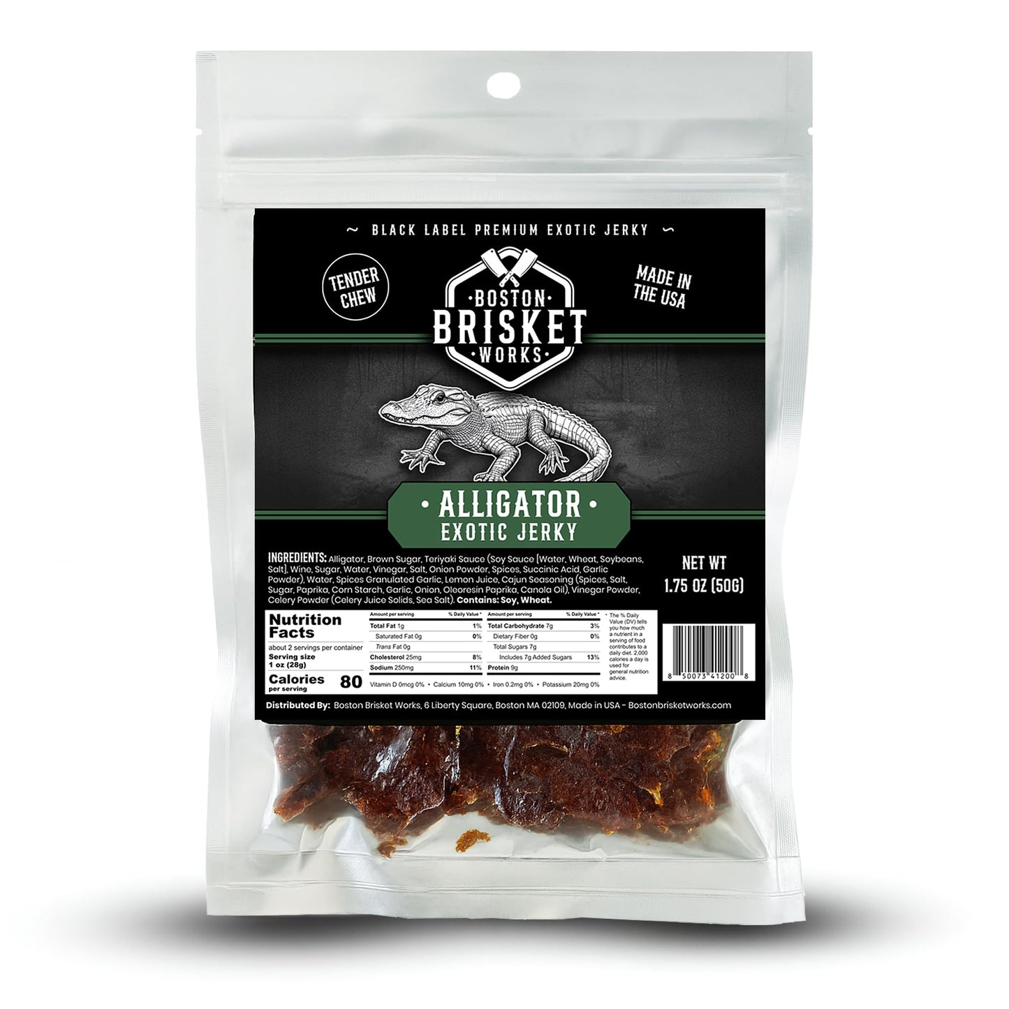 Alligator Jerky - 100% Gator Meat - Weird Food & Exotic Snack - Funny Birthday Present For Him  Dad - Bizarre Edible Gift