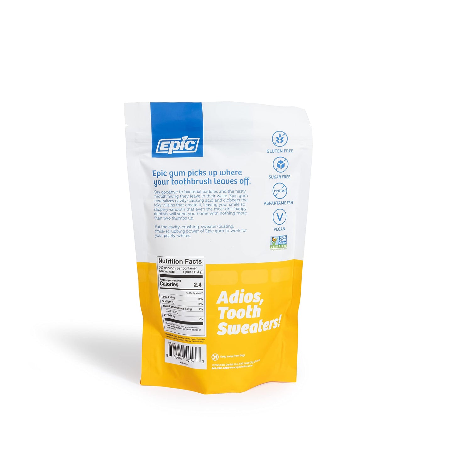 Epic Xylitol Chewing Gum - Sugar Free & Aspartame Free Chewing Gum Sweetened W/Xylitol For Dry Mouth & Gum Health (Fresh Fruit,