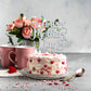 Hequoyer Happy Mothers Day Cake Topper, Silver Glitter, Best Mom Decoration, Model HM--1207