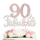 Laskyer 90 & Fabulous Silver Pink Rhinestone Cake Topper - Happy 90Th Birthday Cheers To Ninety Years Old Bday Party Metal Spark