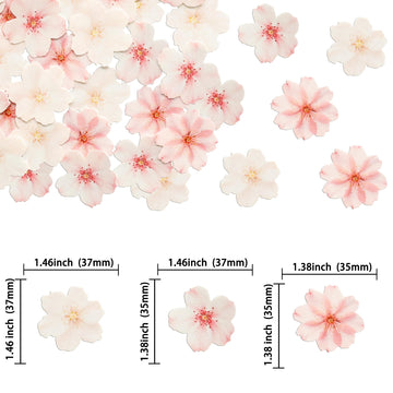 Ephlyn 54Pcs Edible Cherry Blossom Cake Decoration Spring Flowers Cupcake Toppers Wafer Paper Flowers Cake Decoration Wedding Bi