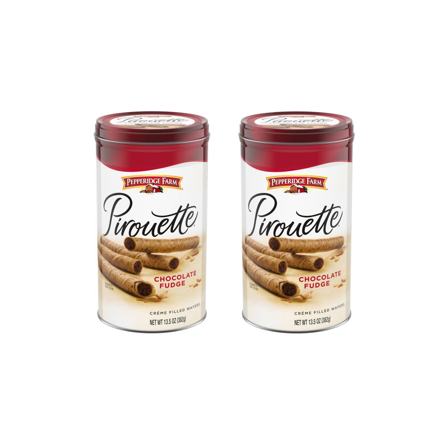 Pepperidge Farm Pirouette Cookies, Chocolate Fudge Cr  me Filled Wafers, 13.5 Oz Tin (Pack of 2)