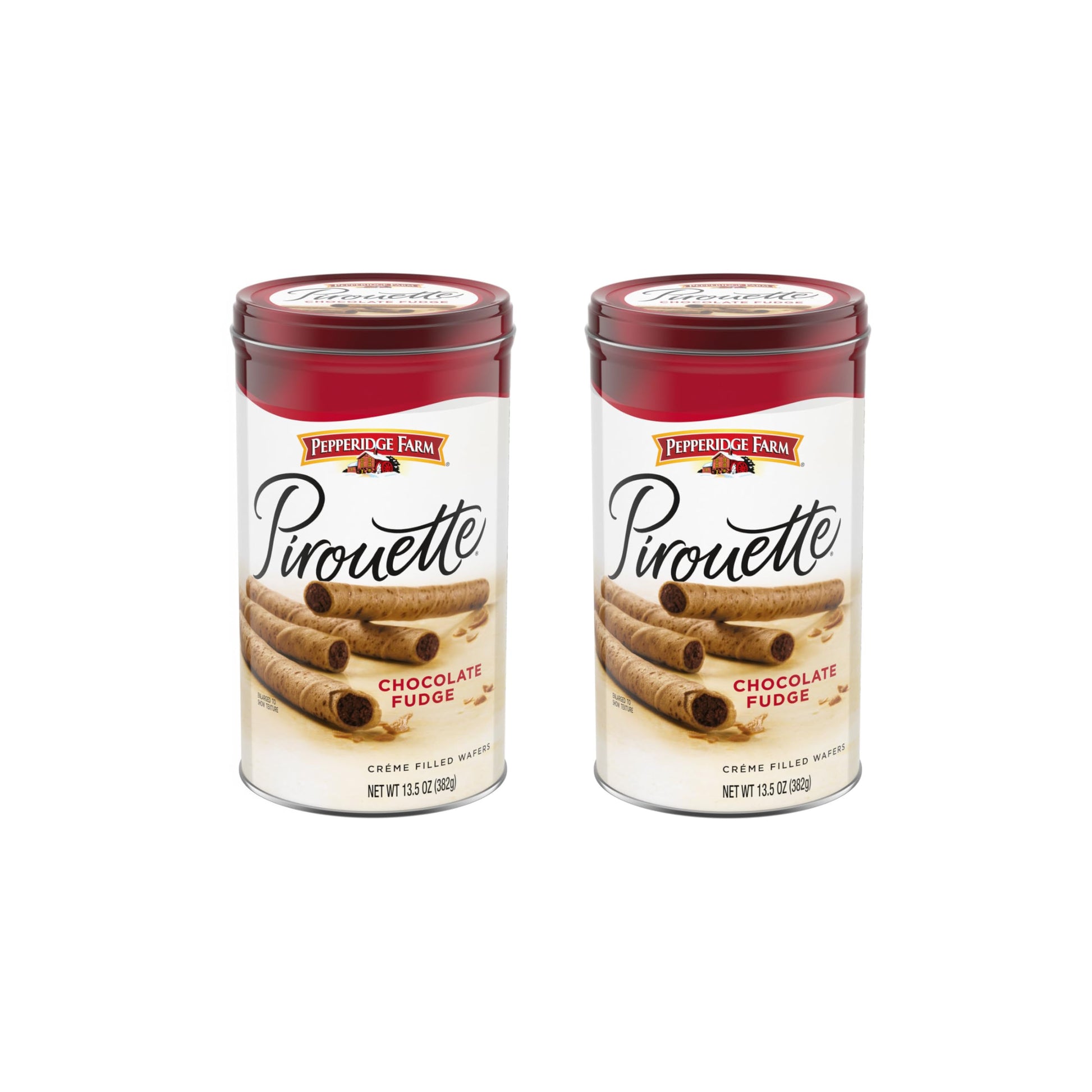 Pepperidge Farm Pirouette Cookies, Chocolate Fudge Cr  me Filled Wafers, 13.5 Oz Tin (Pack of 2)