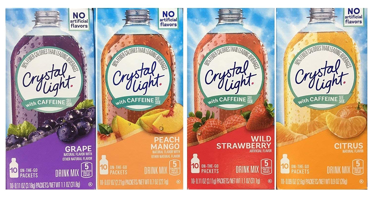 Crystal Light Caffeine Variety Pack - Gluten Free - 40 Packets - 1 Count (Pack of 4) - New 2016 Packaging