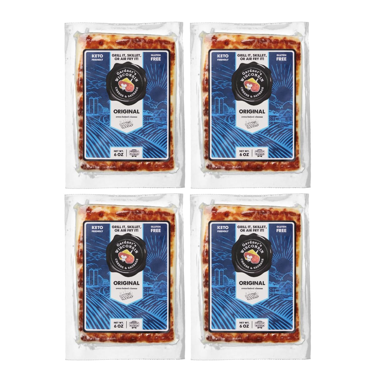 Gardner s Wisconsin Cheese and Sausage, 4 Pack of Oven Baked Cheese, Original Flavor (6 Ounces Per Block) - Artisan Cheese Made