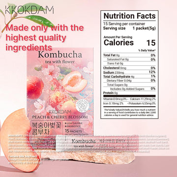 Kkokdam Kombucha Tea 15 Packs - Orange & Marigold Korean Tea - Kombucha Drinks Probiotic Support, Low Calorie, Sugar Free Kombuc
