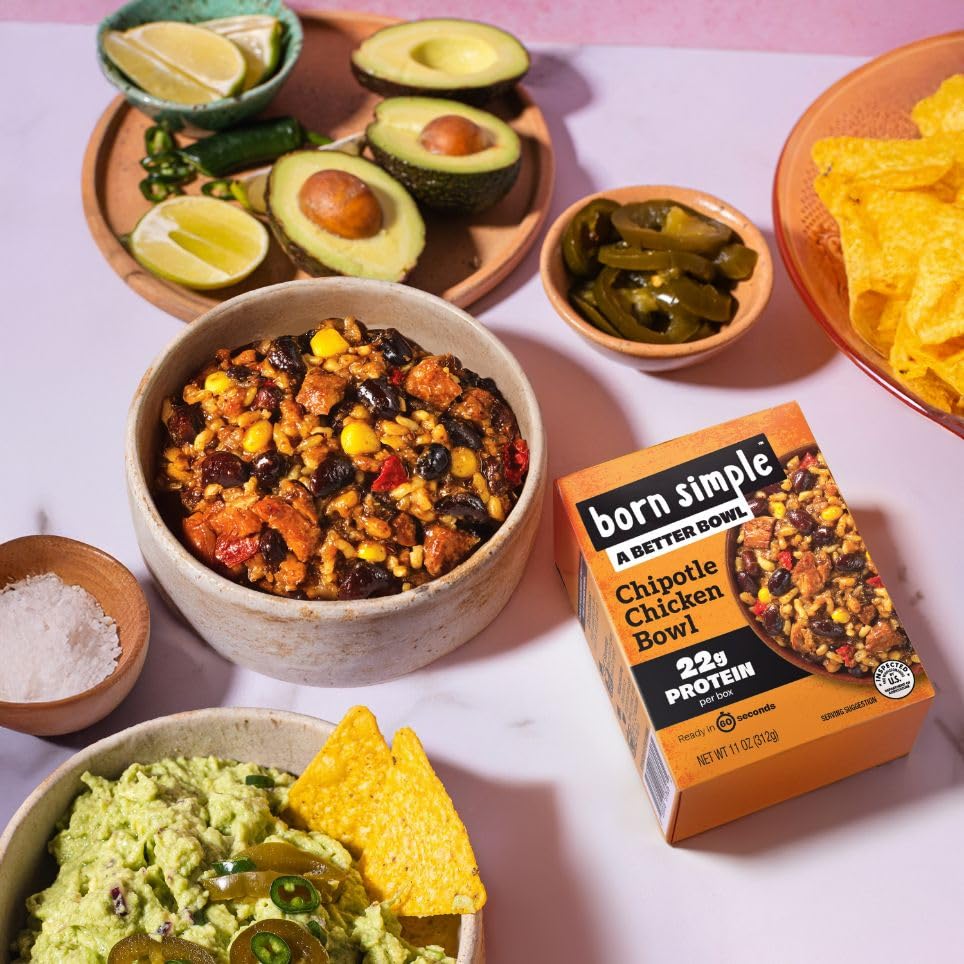 Born Simple Ready to Eat Meals  Variety Pack |Includes Chipotle  Teriyaki  Thai Chicken & Ultimate Mac and Cheese|IMPROVED RECIPE - High Protein  Prepared Meal  Microwavable Entree  11 oz (Pack of 4)