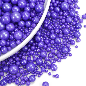Dazzjoy Edible Pearl Purple Sugar Sprinkles, 130g/4.58oz, Purple Ball Pearls Sprinkles for Cake Decorating, Cupcake Toppers, Edi