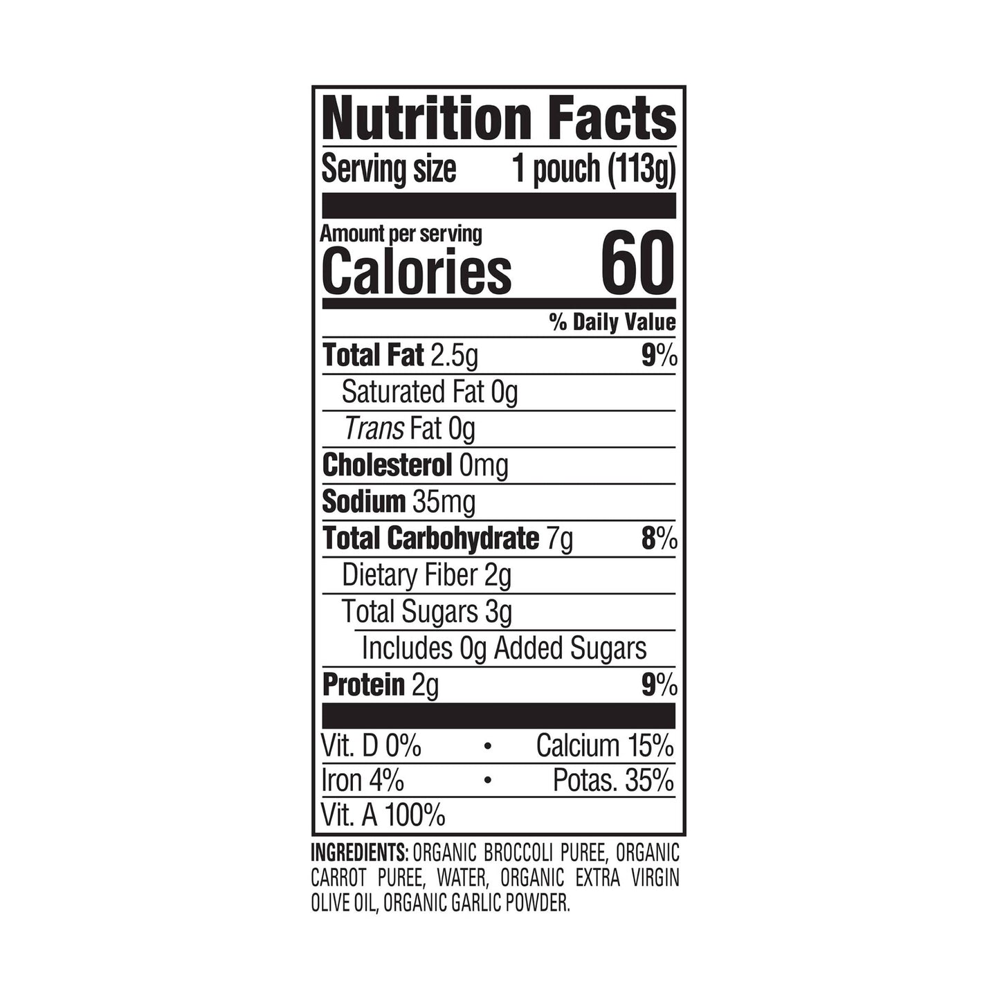 Happy Baby Organic Broccoli & Carrots With Olive Oil & Garlic Baby Food, 4 Oz