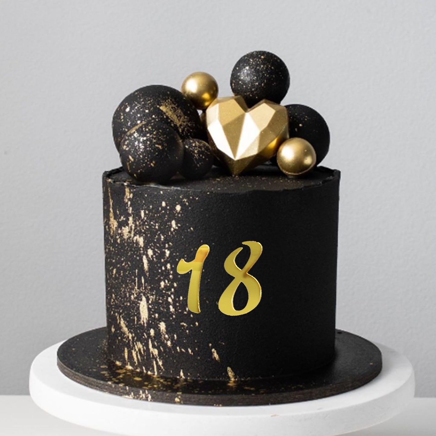 Acrylic Number Cake Topper Diy Cupcake Toppers With 0-9 Numbers Letter Mirrored Gold Picks For Wedding Cake Decorations Happy Bi
