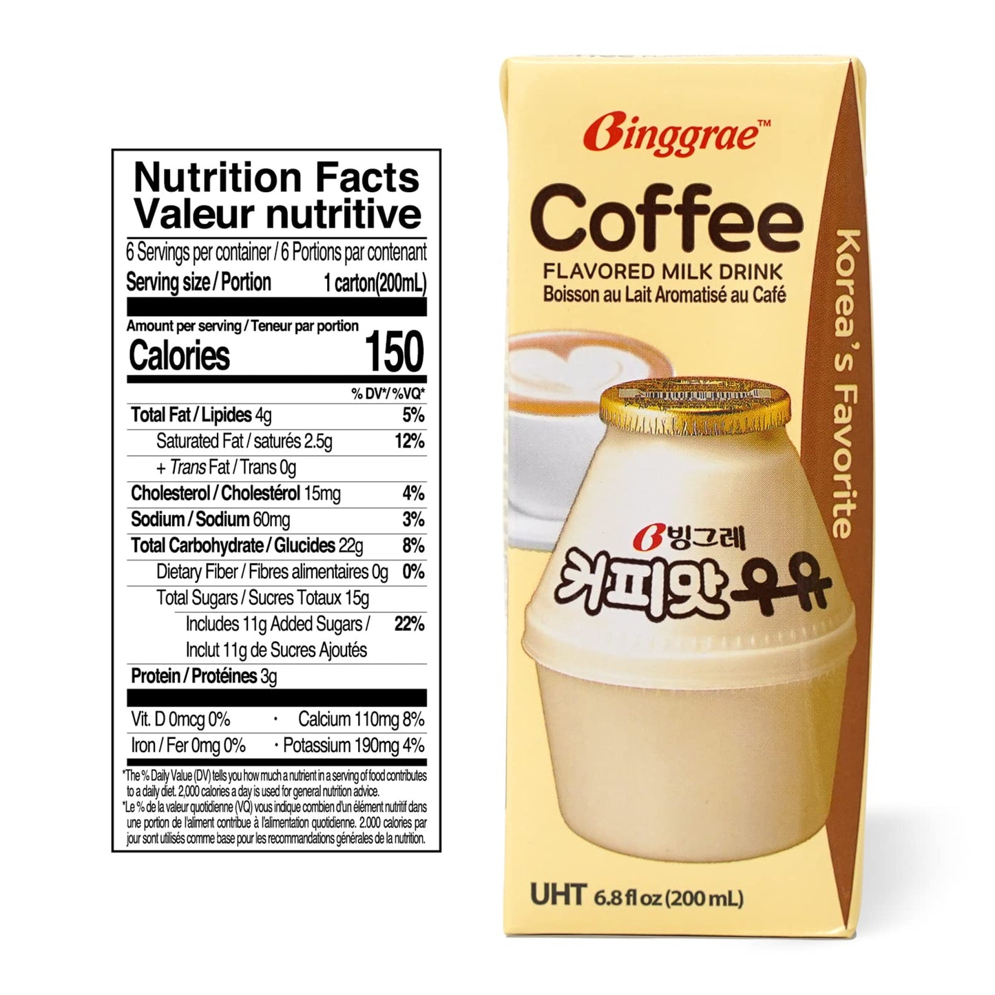 Binggrae Coffee Flavored Milk (Pack of 24)
