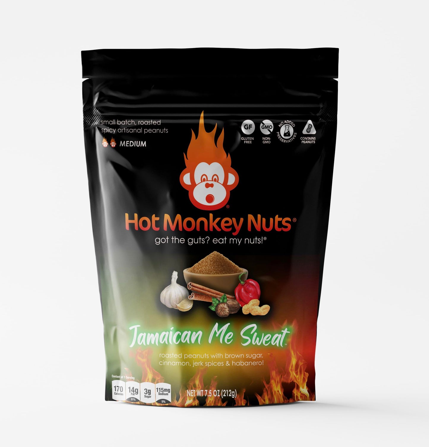 Hot Monkey Nuts Spicy Artisanal Peanuts | 3-Pack Medium Heat Roasted Peanuts | Nacho Momma'S Nuts, Sour Screamin' Onion & Jamaic