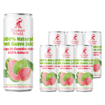 Elephant World 100% Natural Pink Guava Guayaba Juice | Non Gmo | 10.8 Oz (Pack Of 6), Guava