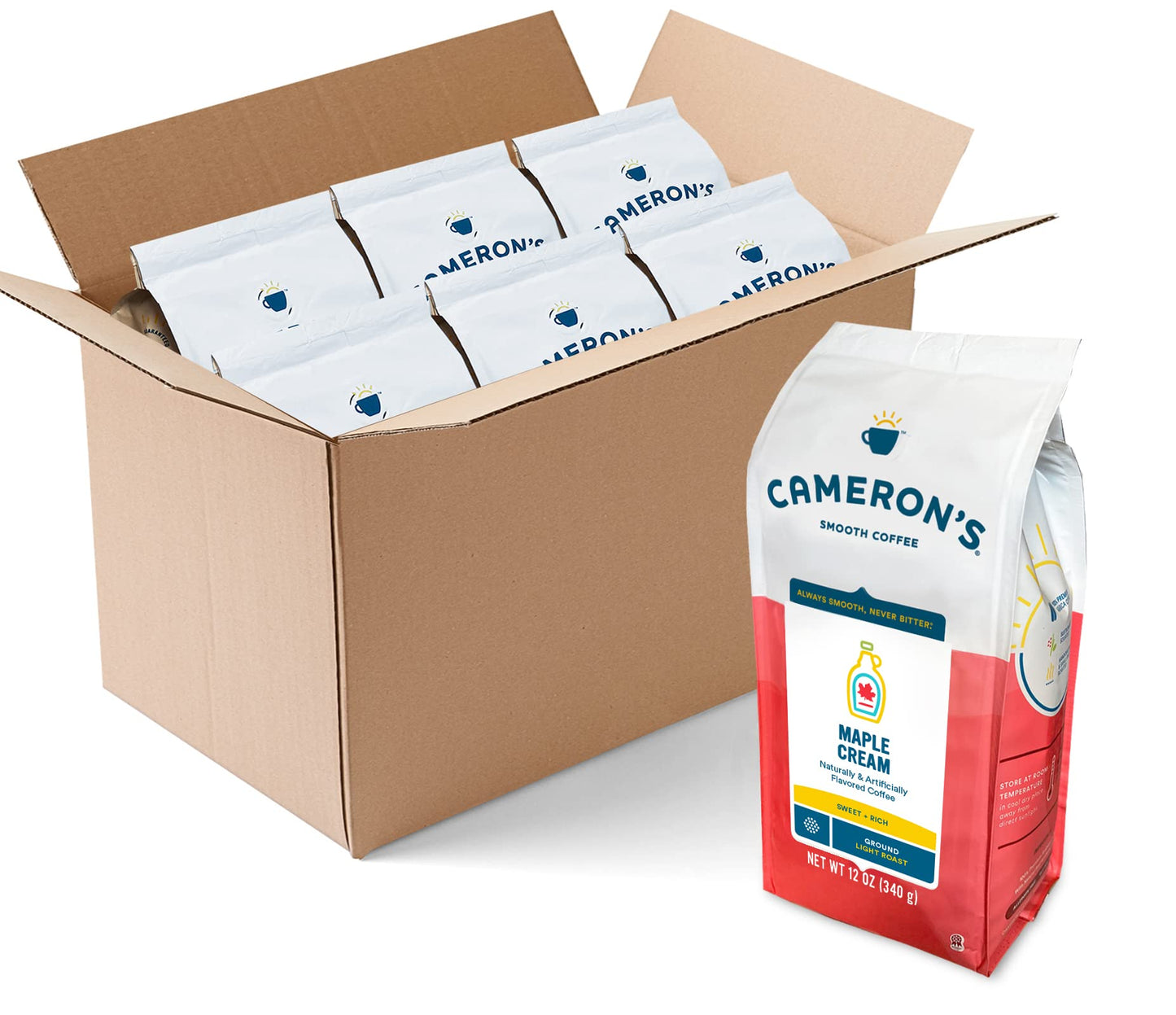 Cameron S Coffee Roasted Ground Coffee Bag  Maple Cream 12 Ounce  Pack Of 6