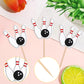 40 Pcs Bowling Cupcake Toppers Double Sided Sports Theme Bowling Cupcake Picks Bowling Birthday Decorations For Bowling Theme Ba