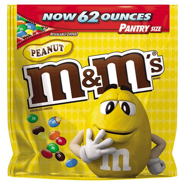M&Ms Peanut Candy 62 Oz Pantry Size Resealable Bag