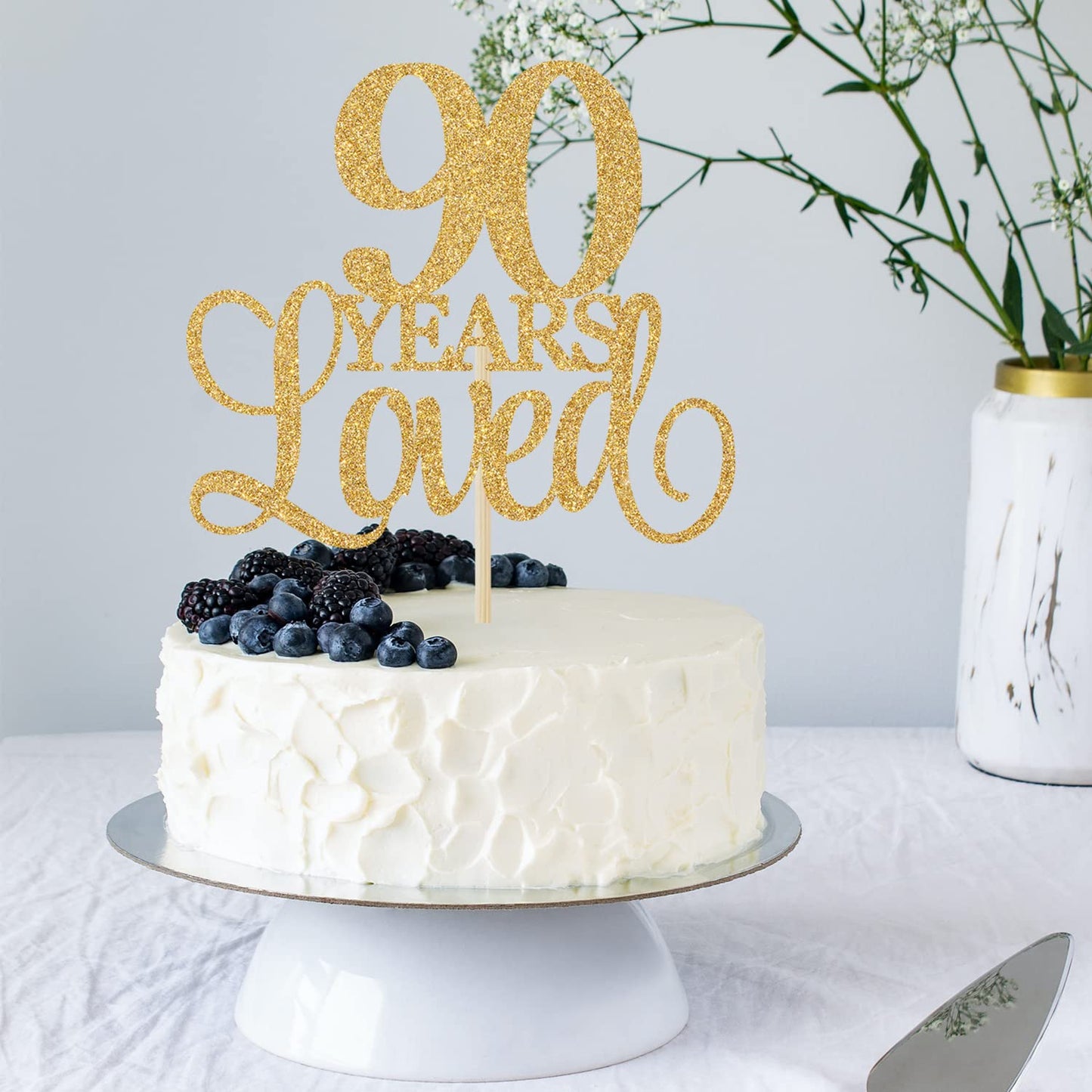 90 Years Loved Cake Topper, Cheers To 90 Years, 90Th Birthday Cake Topper, 90Th Wedding Anniversary Cake Topper, 90Th Anniversar