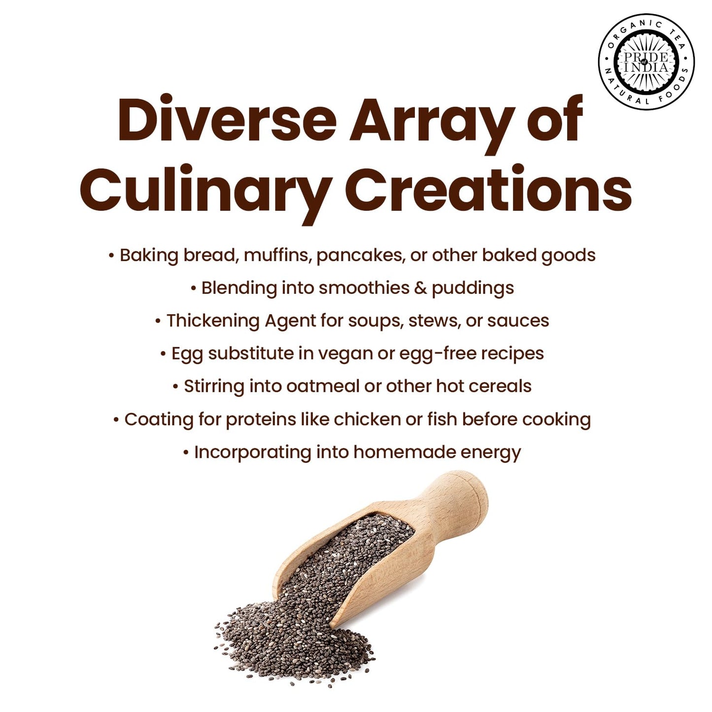 Pride Of India Premium Black Chia Seeds Powder, 1 lbs (454 gm), Mild Nutty Flavor, Freshly Milled for Baking and Thickening