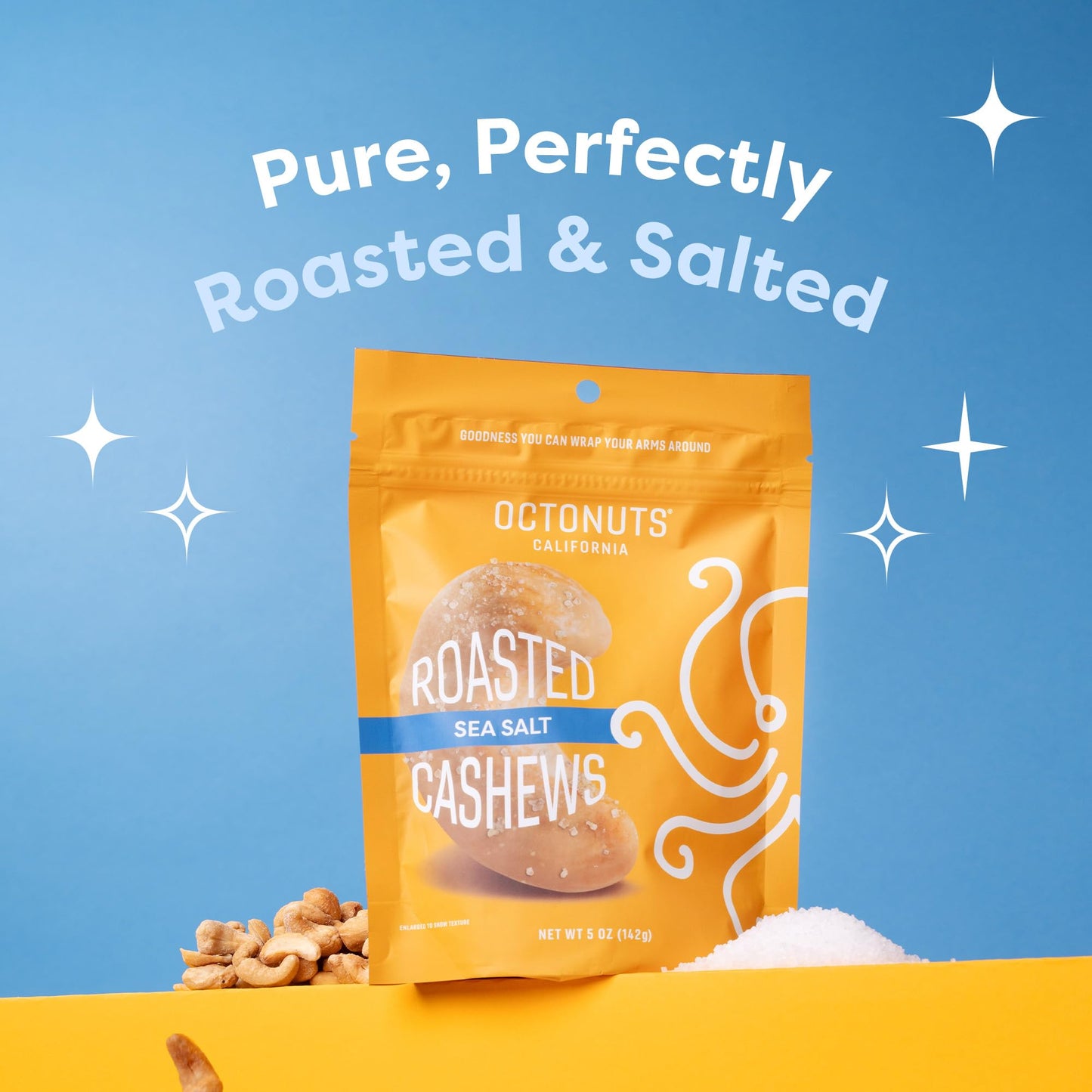 Octonuts Dry Roasted Cashews with Sea Salt - 5oz - Simple Plant-Based Protein Snack - Healthy Snacks for Adults & Kids - Only 3