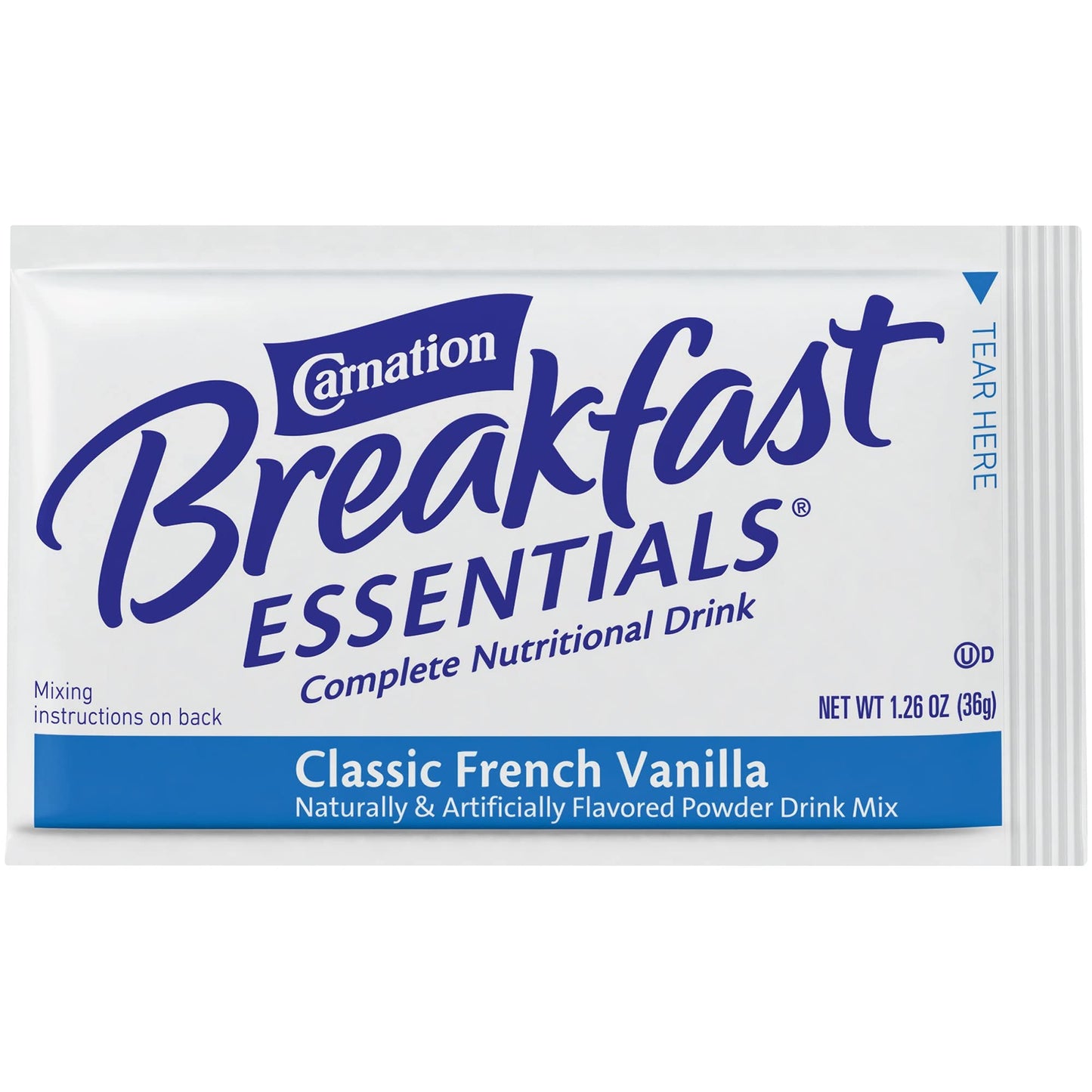 Nestle Carnation Breakfast Essentials Complete Nutritional Drink Vanilla 1.26 oz. Packet 10 Ct
