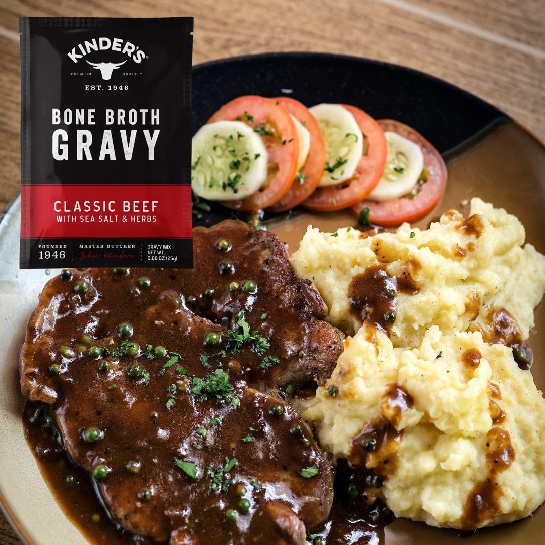 Kinders Bone Broth Gravy, 3 Pack Bundle, Golden Chicken, Roasted Turkey, Classic Beef