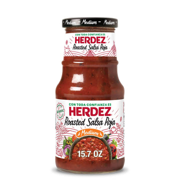 HERDEZ Roasted Salsa Roja, Medium, 15.7 oz Jar– Smoky & Spicy Red Salsa for Tacos & Enchiladas