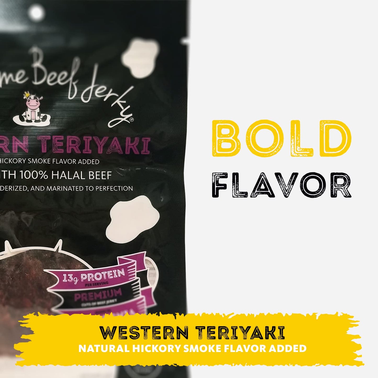 Supreme Beef Jerky, Halal Beef Jerky, Zabiha Halal Certified Beef, Handcrafted Gourmet Meat Snacks, 2.5 Oz Western Teriyaki, B2G