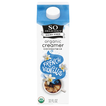 So Delicious Dairy Free Coconut Milk Creamer, French Vanilla, Vegan, Organic, Non-Gmo, Creamy Plant Based Coffee Creamer, 32 Fl 
