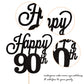 YCTHUNFISH 90th Birthday Cake Topper Black Glitter Bamboo Decoration for 90th Anniversary Party Supplies