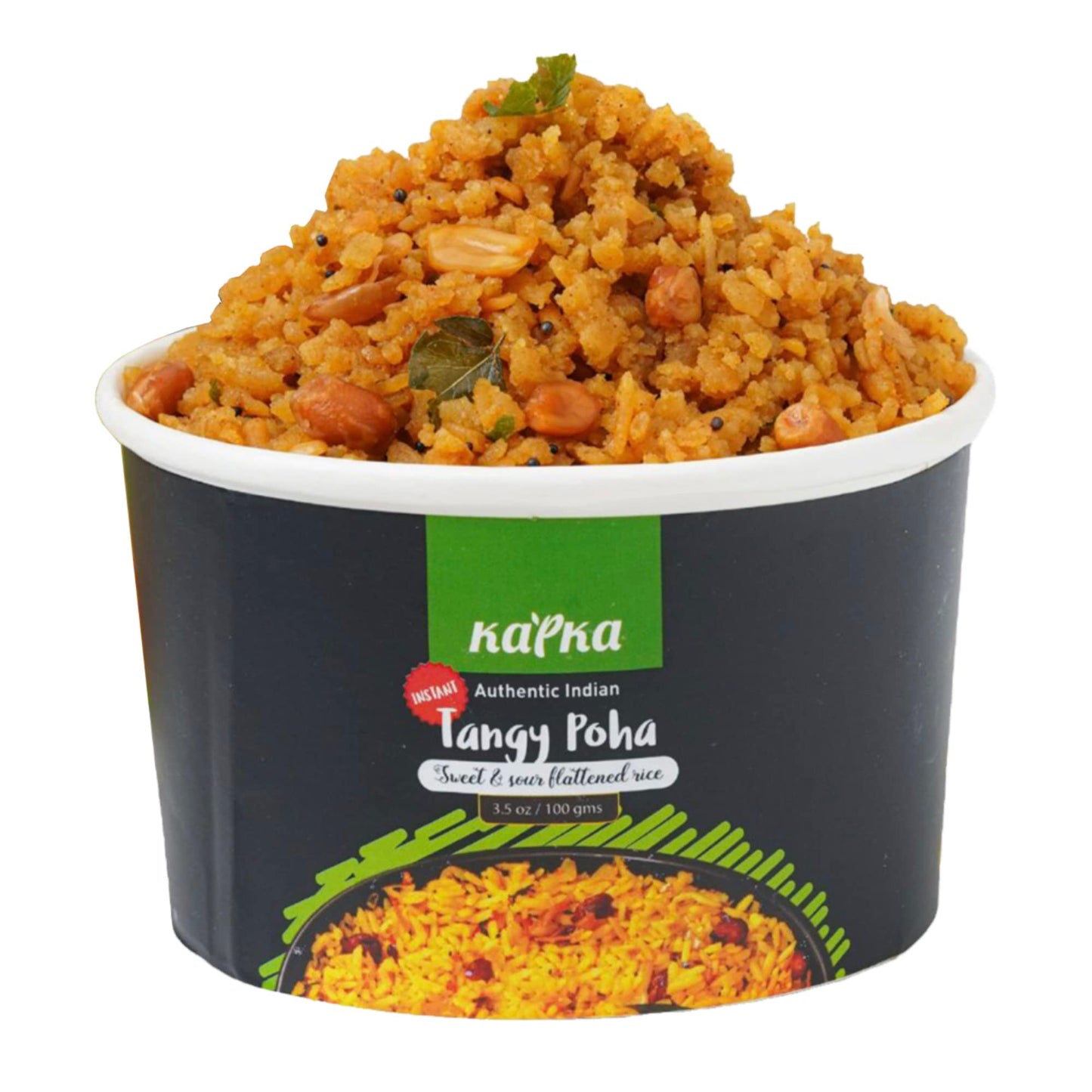 KAPKA Tangy Poha Cups - Vegan Ready-to-Eat Indian Food - 5 Pack - 3.5oz/100g