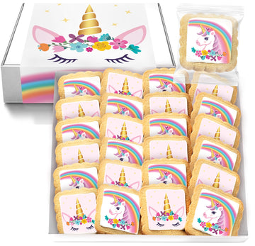 Unicorn Cookies Individually Wrapped Bulk For Kids Theme Birthday Party Favors 24 Pack Bulk for Kids Party Sugar Cookie Rainbow 