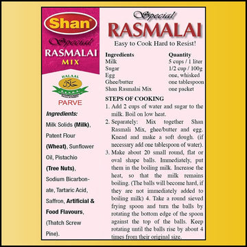 Shan Special Rasmalai Traditional Dessert Mix 3.53 Oz (100G) - Powder For Cottage Cheese Balls In Milk Syrup - Suitable For Vege