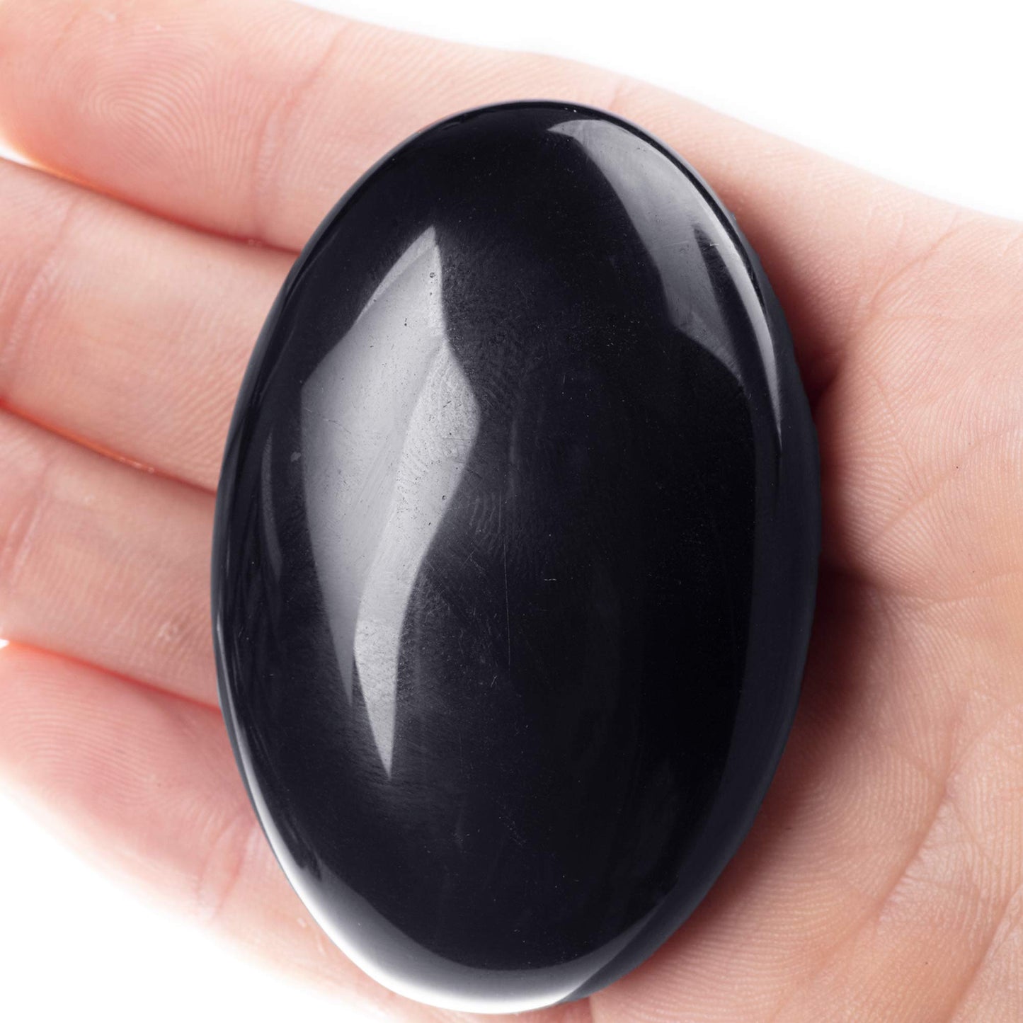 Ufeel Black Obsidian Palm Stone Crystal - Natural Healing Crystal Oval Pocket Energy Stones For Anxiety Stress
