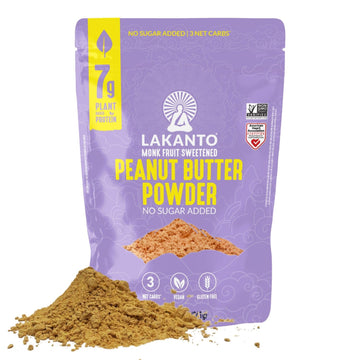 Lakanto Peanut Butter Powder - Sweetened with Monk Fruit Sweetener, 7g Protein, Powdered PB from Roasted Peanuts, 3g Net Carbs, 