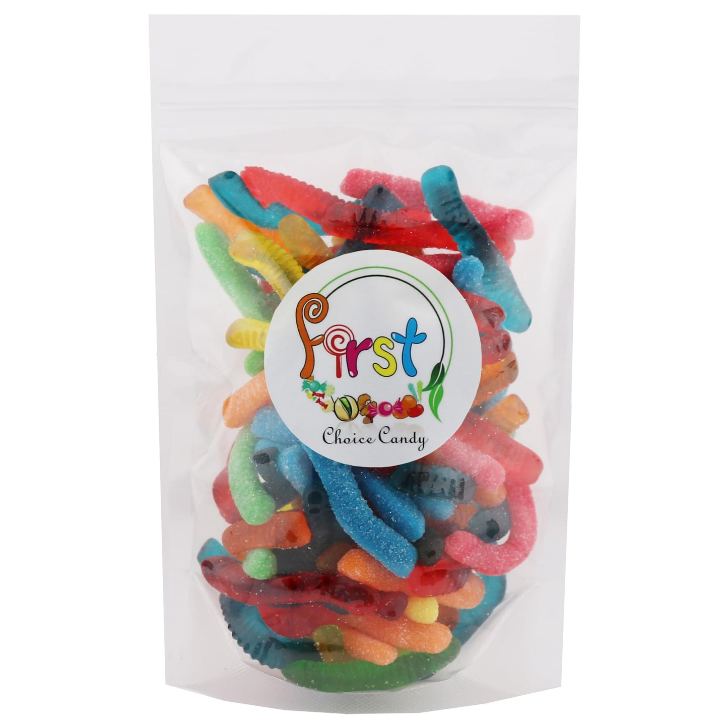 Firstchoicecandy Sweet & Sour Gummy Worms, Multi Flavors And Solid Colors (2 Pound, Super Fruit Mix)
